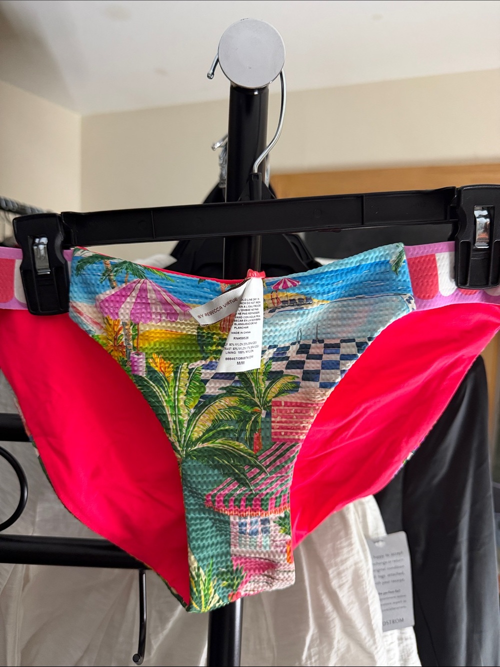 BECCA Hot Pink Tropical Print Women's Bikini Bottoms